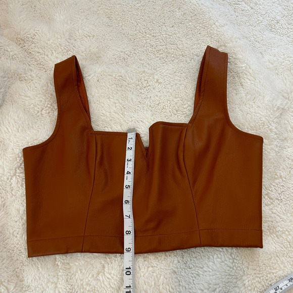 Anthropologie Maeve Womens Faux Leather Notch Tank Cropped Top, Size 6 - Picture 5 of 5